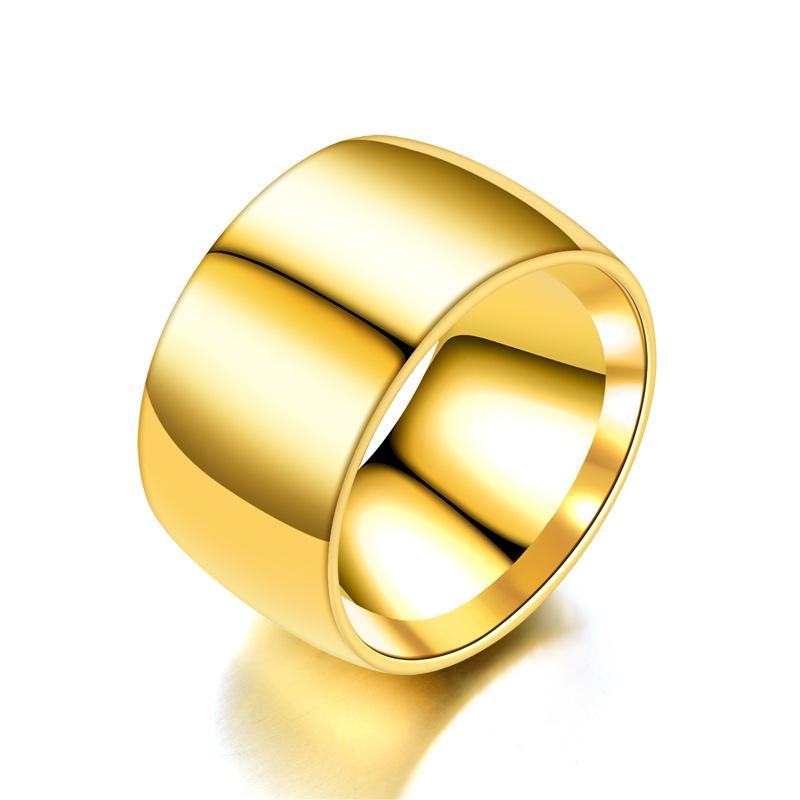 Breiter 12mm Herrenring Titanstahlringe Breiter Glänzender Großer Herrenring Feiner Schmuck Herrenschmuck 9 gold