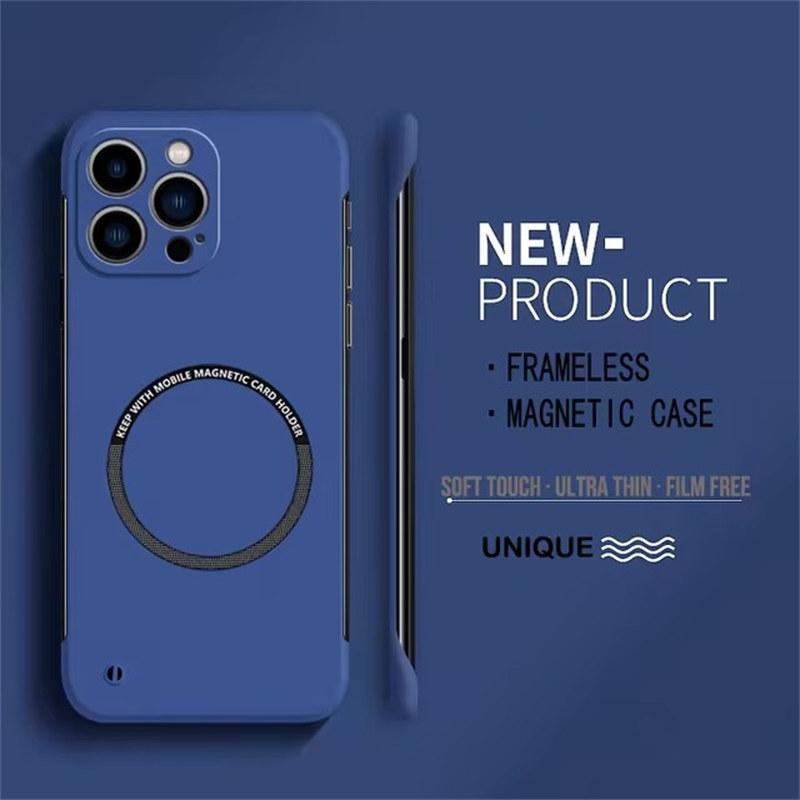 Ultradünne, harte, magnetische, rahmenlose Telefonhülle aus PC für Magsafe iPhone 15 14 Pro Max 13 12 11 Pro Max, matte, einfarbige Hülle iPhone 11 Pro Max blau