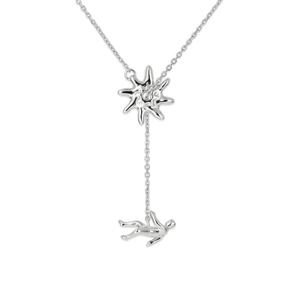 Kreatives Geschenk Durchhaltevermögen Symbol Mann Halskette Einfach Silberfarben Anhänger Halskette Goldfarbe Persönlichkeit Schmuck Zubehör silber