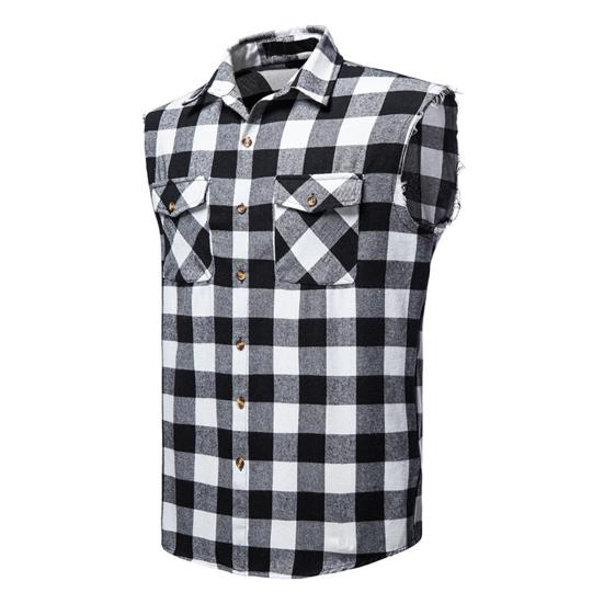 Hemd Weste Mode ärmellose 3D Schneiden Casual Weste Männer Plaid Print Weste Top Männer Weste männliche Kleidung L schwarz