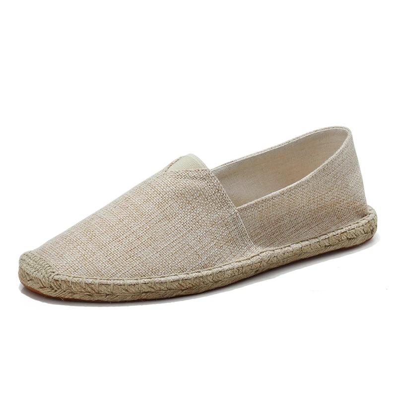 Weiche Schuhe für ältere Menschen Leichte Persönlichkeit Canvas-Schuhe Faule Schuhe Slip-on Herren Atmungsaktiv Bequem Dicke Sohle Leinen 43 hellbraune