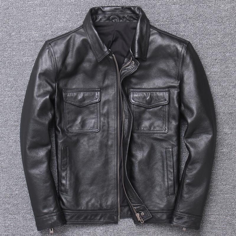 Brandneue Jacke im lässigen Stil für Herren, Vintage-Rindsledermantel, klassische, schlanke Kleidung aus echtem Leder, lässige Leder- und Wildledermäntel XXL