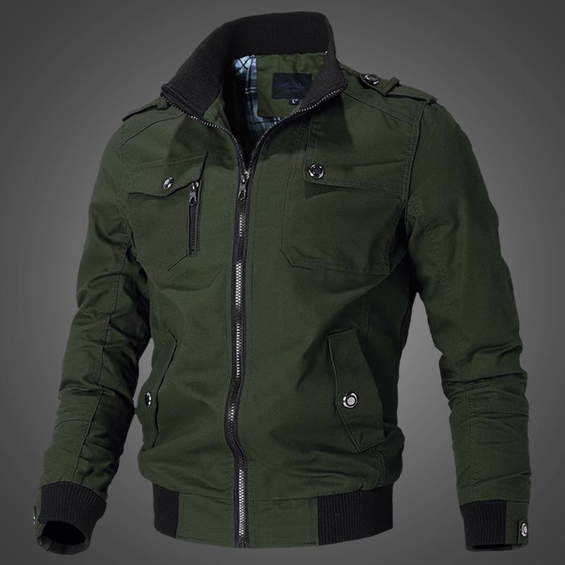 Frühling und Herbst Herren Freizeitjacke Stehkragen Jacke Herren Arbeitskleidung Jacke Baumwolljacke M