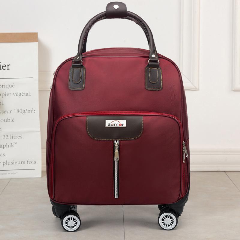 Trolley-Reisetasche, Handgepäcktasche für Herren und Damen, Bordtasche mit großem Fassungsvermögen, leichte Trolley-Tasche für kurze Distanzen 38cm*20cm* 43cm wein rot