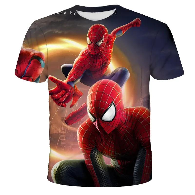 Neues Spiderman T-Shirt Jungen Marvel Aufdruck T-Shirt Unisex Avengers T-Shirt Kleidung Kinder Cartoon Oberteil Für 4 6 8 10 Jahre Kinder Geburtstagskleidung 100 blau