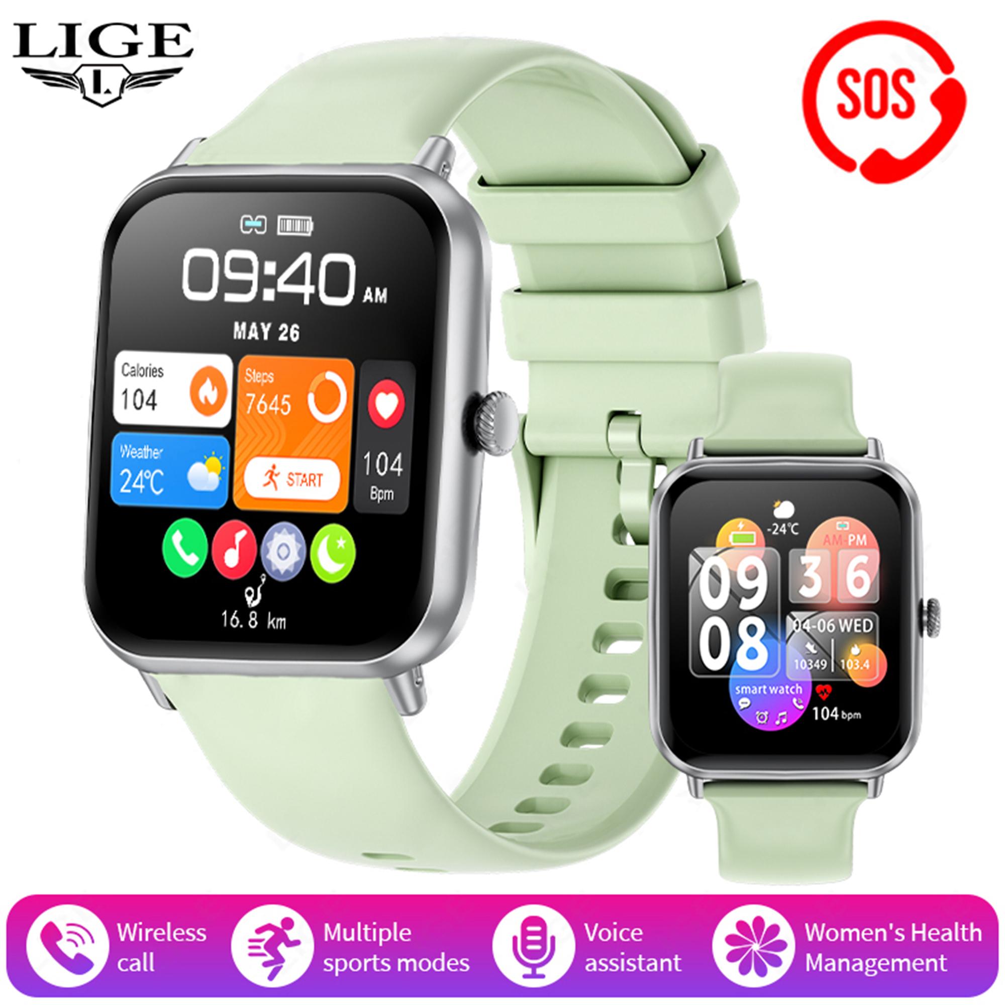 Lige Neue Smartwatch Bluetooth-Anruf Sport Fitness Herren Smartwatch Gesundheits-Tracker Mode Damen Smartwatch silicone strap grün