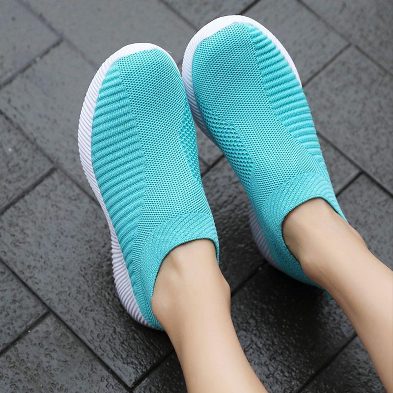 Sneaker Damen Plateauschuhe Flache Klobige Sneaker Socken Damen Sneaker Slip-on Tennis Damenschuhe 43 blau