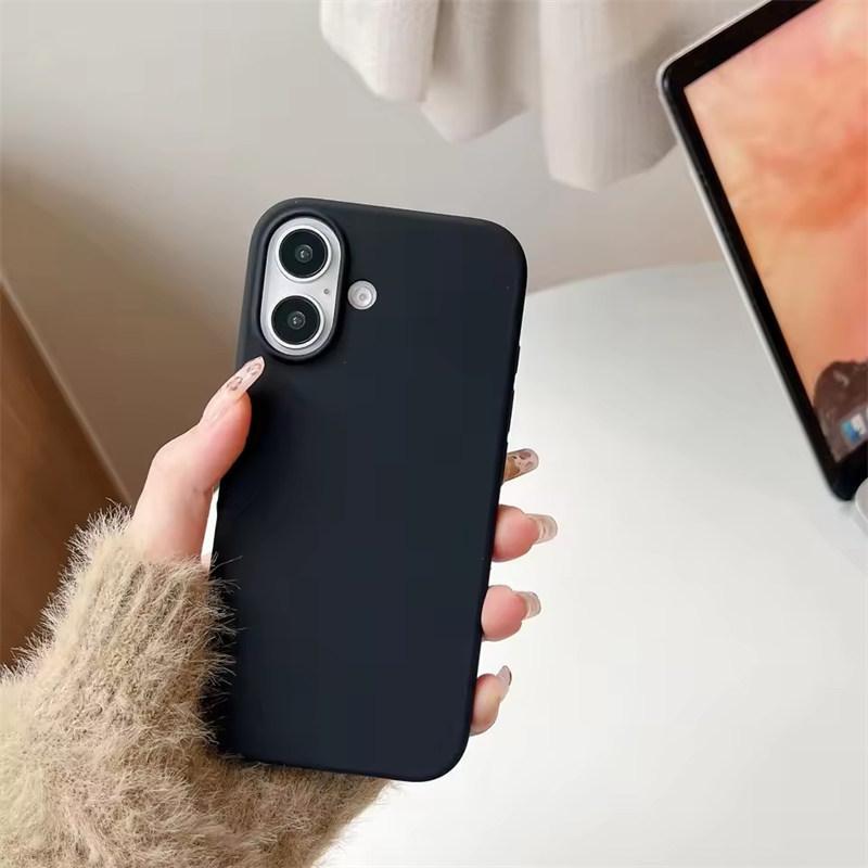 Luxus Flüssigsilikonhülle Für iPhone17 16 15 14 13 12 11Pro Max Plus XS XR Mini 7/8 SE 16E Handyhüllen Für iPhone Vollschutzhülle iPhone 14 schwarz