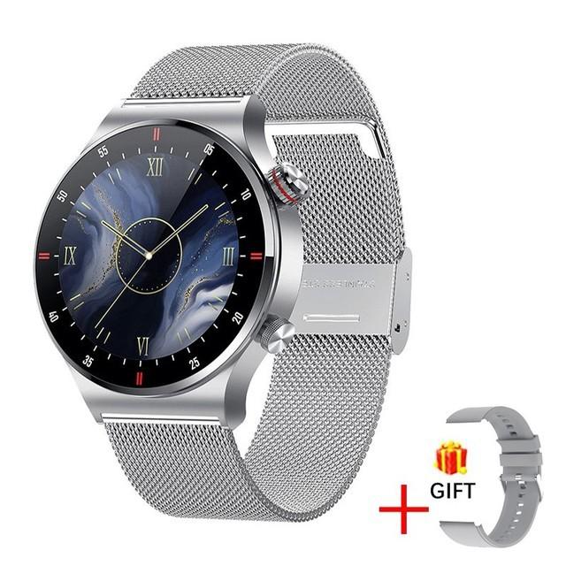 GPS EKG+PPG Bluetooth Anruf Smartwatch Herren 2025 Sportarmband NFC Wasserdicht Benutzerdefiniertes Zifferblatt Herren Smartwatch Für IOS Android mesh-belt silber