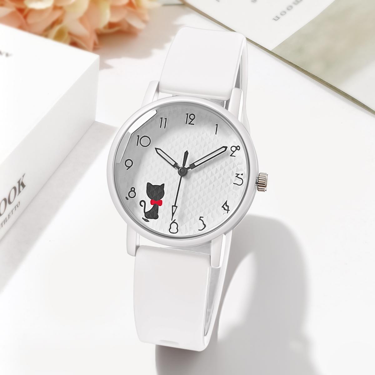 Damen Casual Armbanduhr Quarzuhr Uhr Damen Silikonarmband Uhren weiß