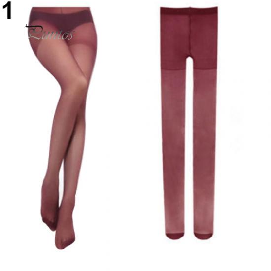 Frauen Sexy Mode Candy Farbe Sheer Samt Strumpfhosen Strümpfe Lange Strumpfhosen wein rot