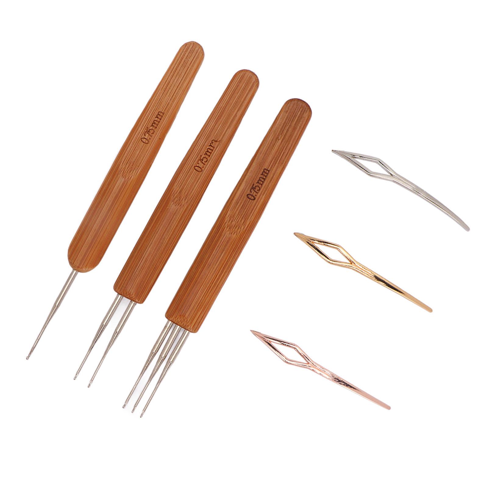 0,75 mm Dreadlocks Werkzeugset Verschiedene Formen Legierung Bambus Häkelnadeln Nadeln Set für Haarstyling