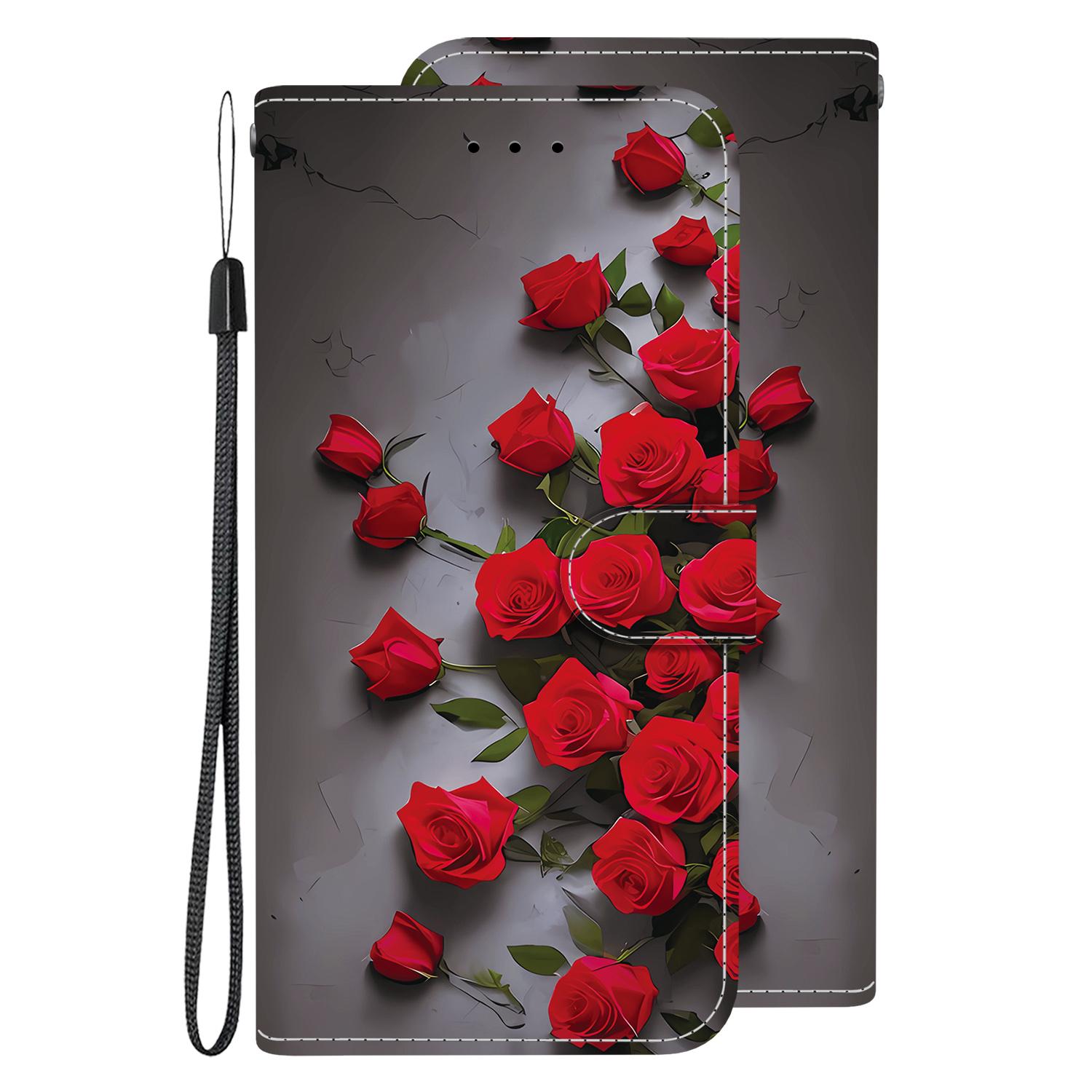 Handgefertigte PU-Leder-Flip-Hülle für iPhone X/11/12/13/14/15/16/17 Serie - Rutschfeste stoßfeste Hülle mit Handschlaufe & Herz/Rose Katze Designs iPhone 17 Air rosa