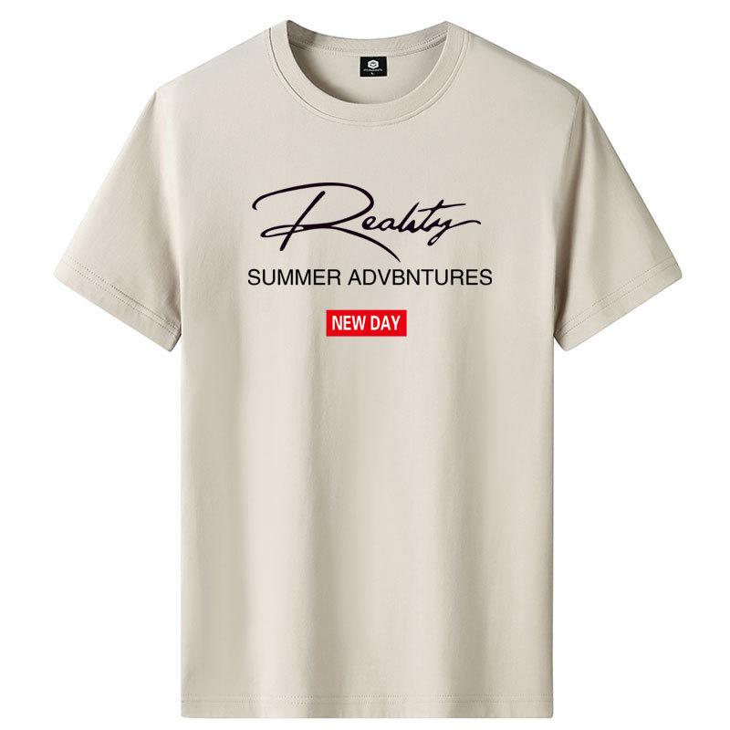 S-6XL 5 Farben Herrenmode T-Shirt Kurzarm Casual Tee Loose Pullover Shirt S beige