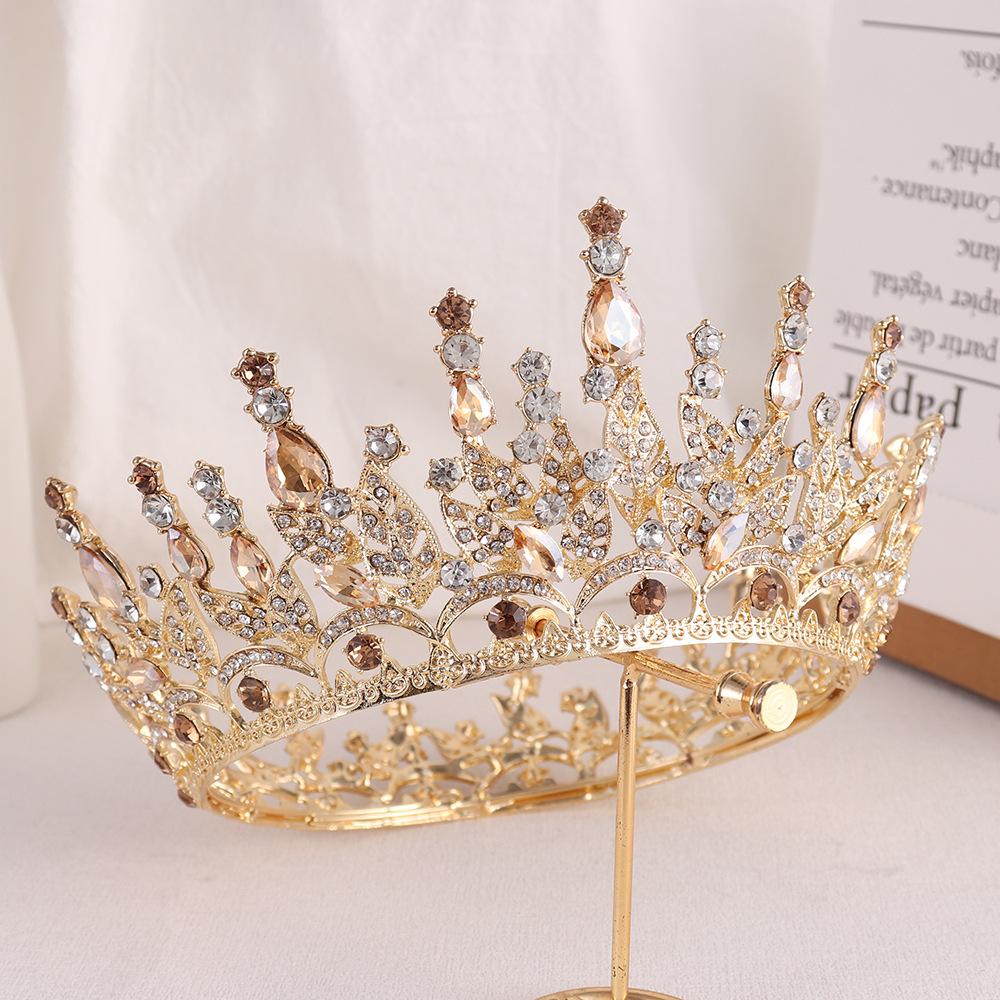 Barocke runde Brautkrone, stimmungsvoller Strass-Braut-Hochzeits-Kopfschmuck, Hochzeitskleid-Accessoires, Haarschmuck
