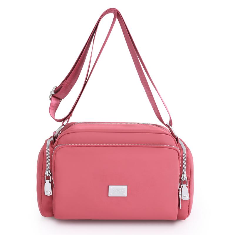Damentasche Wasserdichte Nylon Handtaschen Einfarbig Mode Multifunktionale Große Kapazität Umhängetasche Lässige Messenger Mum Bag KTY hellrosa