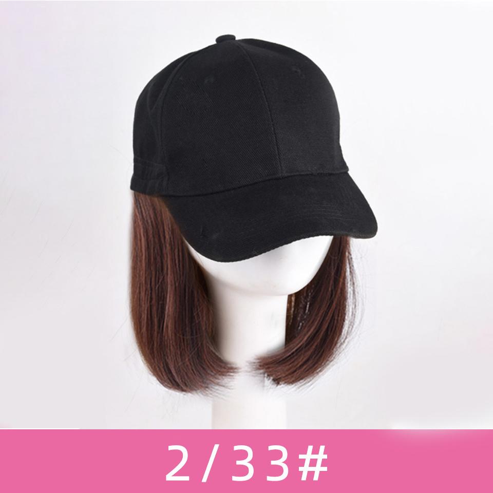WTB Synthetische Perücke Hut Integrierte Kurzwelle Baseball Perücke Kappe Welle Kopf Frühling Und Sommer Leinwand Visier Kurze Glatte Haare