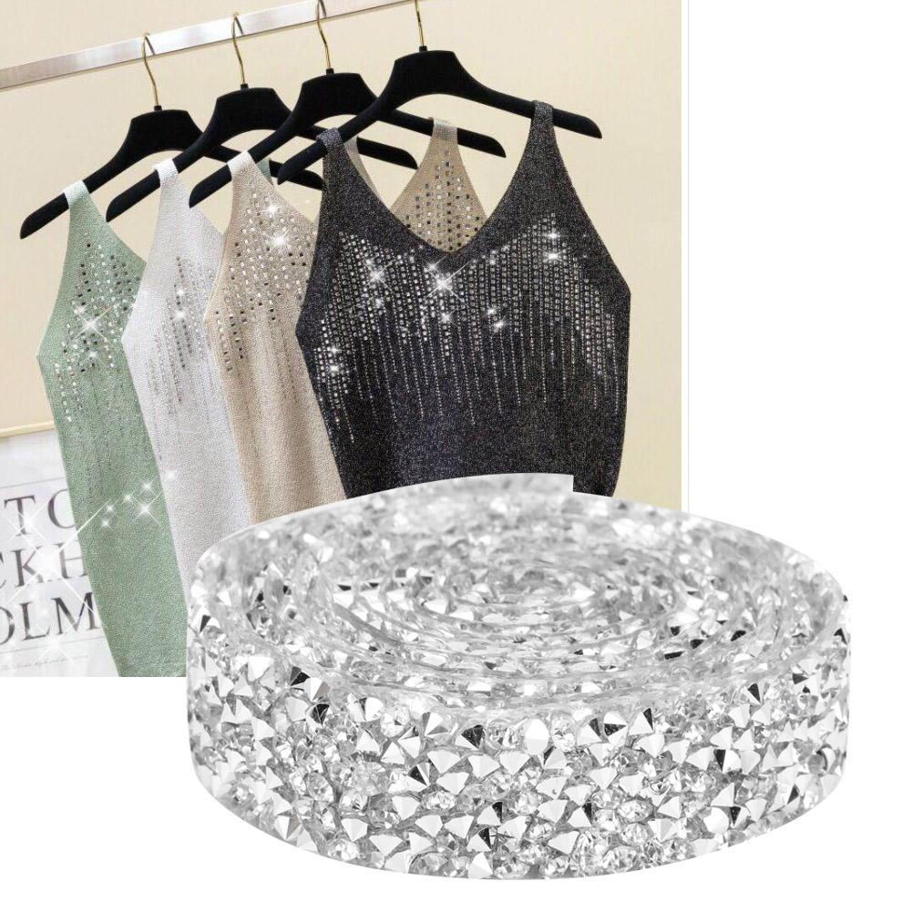 5 Yard Strass Kristall Netz Kette Banding Aufbügler Applikation Hochzeitskleid Schuhe Besatz (Silber) silber