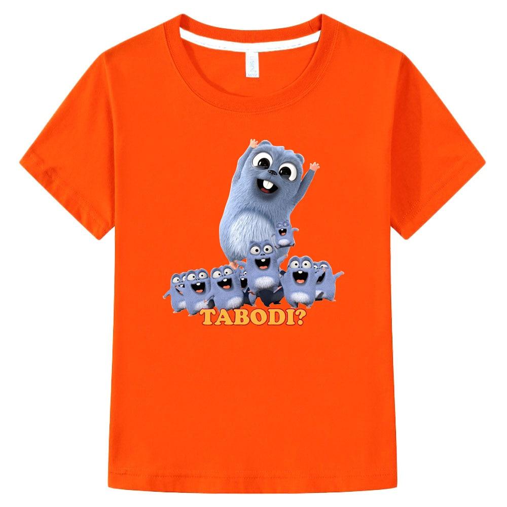 Grizzy und die Lemminge T-Shirt Kinder Harajuku Rundhals Kurzarm T-Shirt Junge Mädchen Casual Top 100% Baumwolle Kawaii T-Shirts Shirts 100 orange