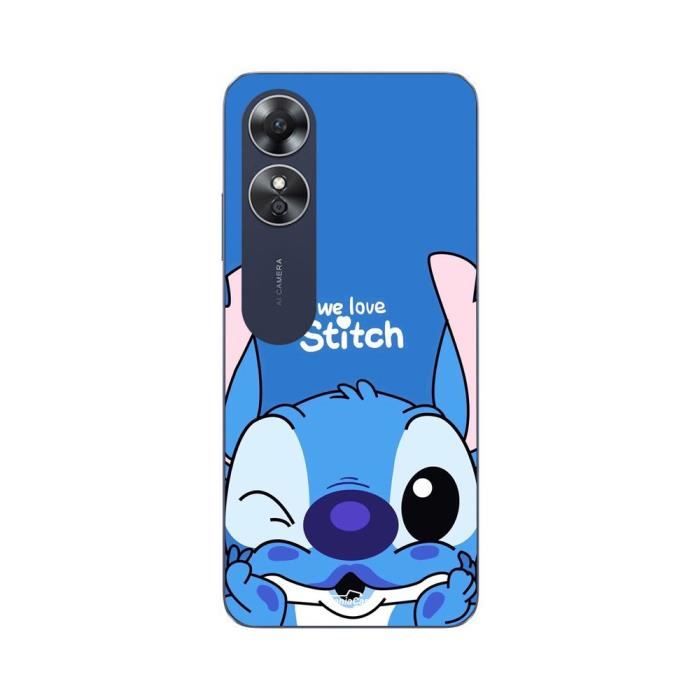 Oppo A17 Hülle Stitch Cute Ohana Stitch Blue Front Blue Maniacase blau