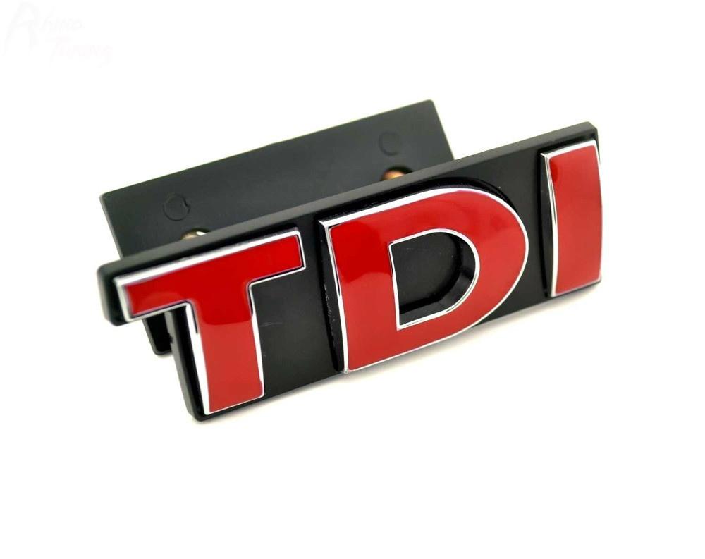 Rhino Tuning TDI Auto-Kühlergrill-Emblem für Scirocco Passat Bora Golf CC TDI Auto-Styling-Abzeichen-Aufkleber 510 rot