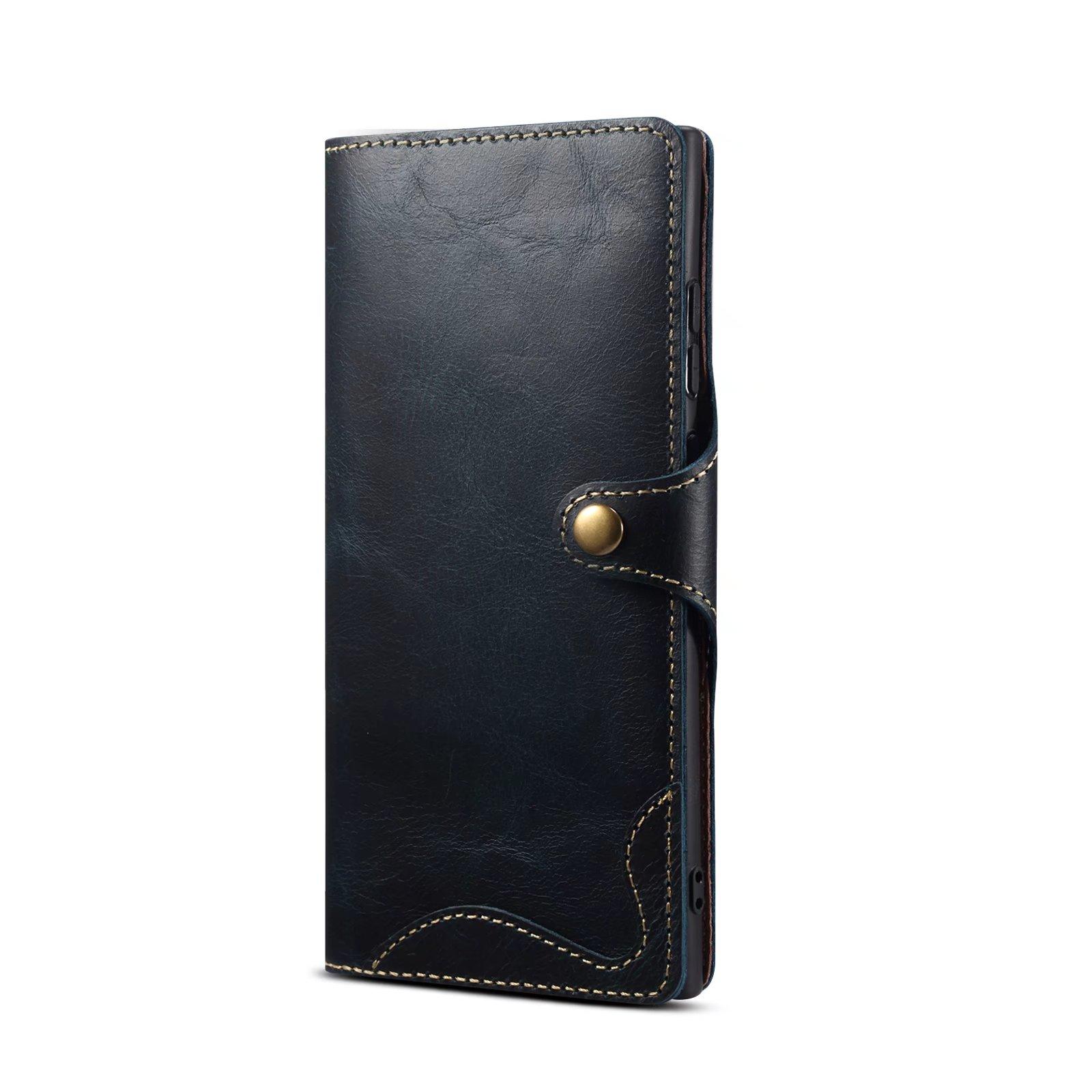 100% Echtes Rindsleder Hülle Für Samsung Galaxy S25 Ultra S24 FE S23 S22 S21 Plus Note 9 10 20 Vintage Kartenfach Brieftasche Cover Galaxy Note 8 blau
