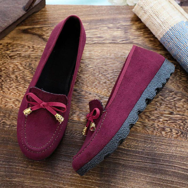 Schuhe Alte Peking Stoff Schuhe Flache Unterseite Einzelne Schuhe Freizeitschuhe Mode Frauen Schuhe 40 rot