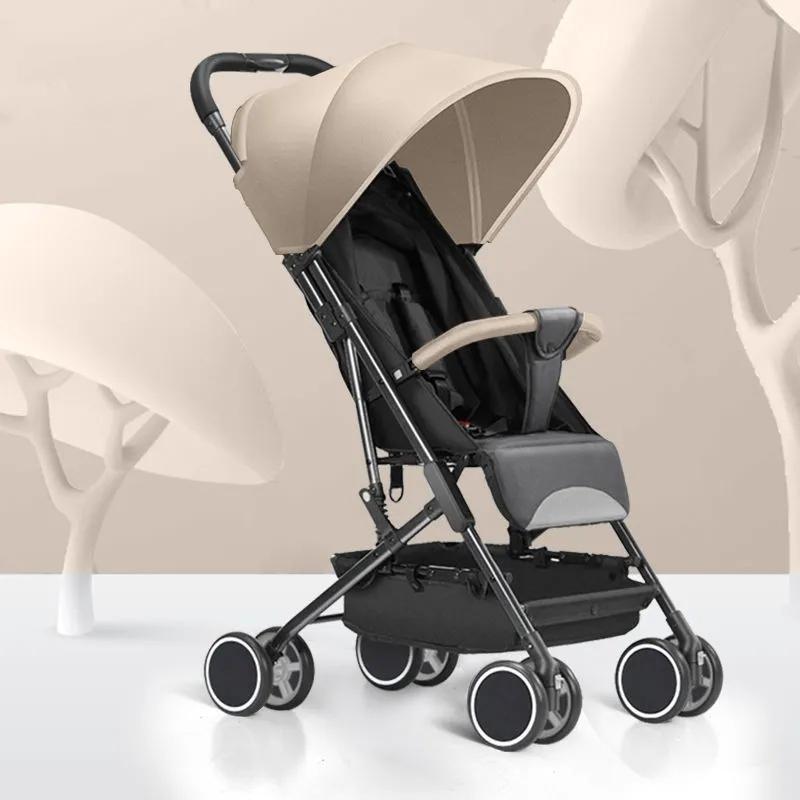 Luxus-Kinderwagen, tragbarer Reise-Kinderwagen, faltbar, großer Kinderwagen, hochwertiger multifunktionaler Baby-Regenschirmwagen, Kinderwagen 85*49*97cm khaki