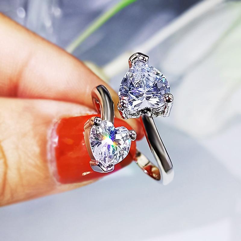 Kupfer Neues Mikrofass-Herz-Halskette Ohrringe Halskette Ring Dreiteiliges Damen-Liebes-Zirkon-Schmuckset Party-Geschenk gray