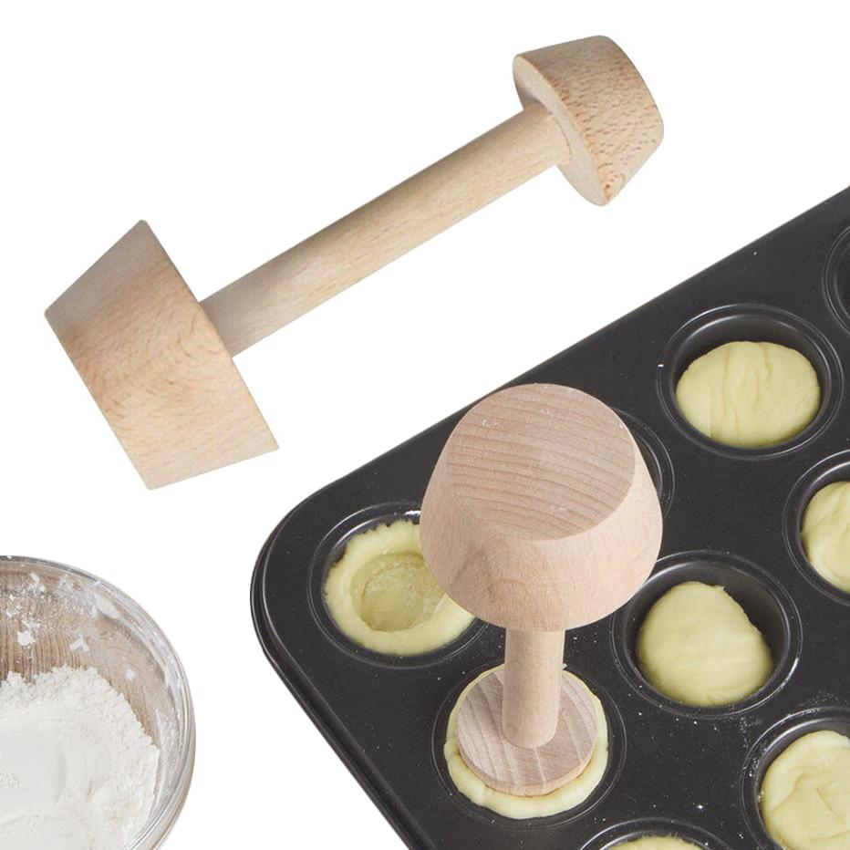 DIY Holz Torte Gebäck Tamper Mini Pan Form Doppel Seiten Langlebig Egg Tart Maker Form Gebäck Pusher Backen Eggtart Form
