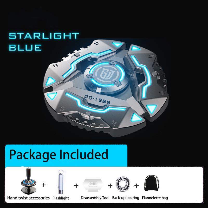 Shield Fidget Spinner, graues Metall mit blau leuchtendem, langlebigem, geräuschlosem Hochgeschwindigkeitslager, Finger-Hand-Spinner für Erwachsene und Kinder (Taschenlampe im Lieferumfang enthalten) 5*5*1.4cm blau