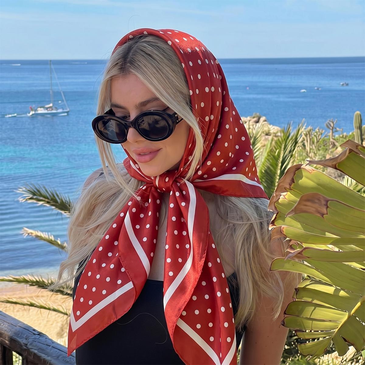2026 Seidenschal Quadratisches Tuch Für Damen Druck Stirnband Foulard Satin Hijab Haarbänder Halstuch Damen Kopftücher Bandana 90x90cm brown