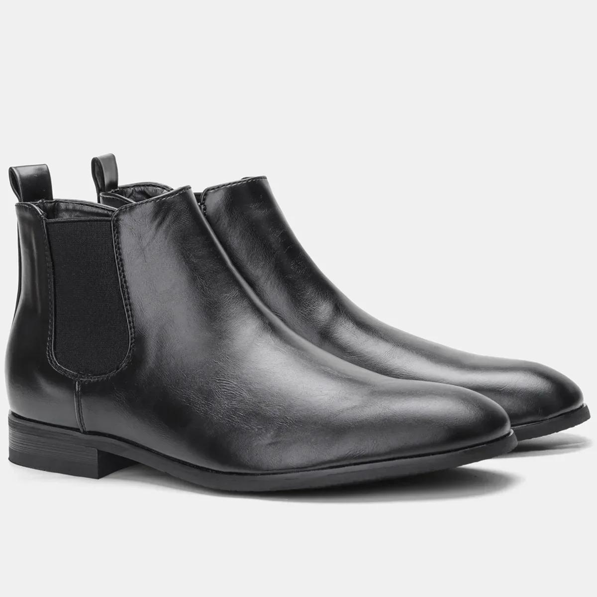 Mode Übergröße 39-50 48 49 Herren Chelsea Boots Retro Mode Herren Stiefeletten Lederschuhe für Herren Chelsea Motorradstiefel 39 schwarz