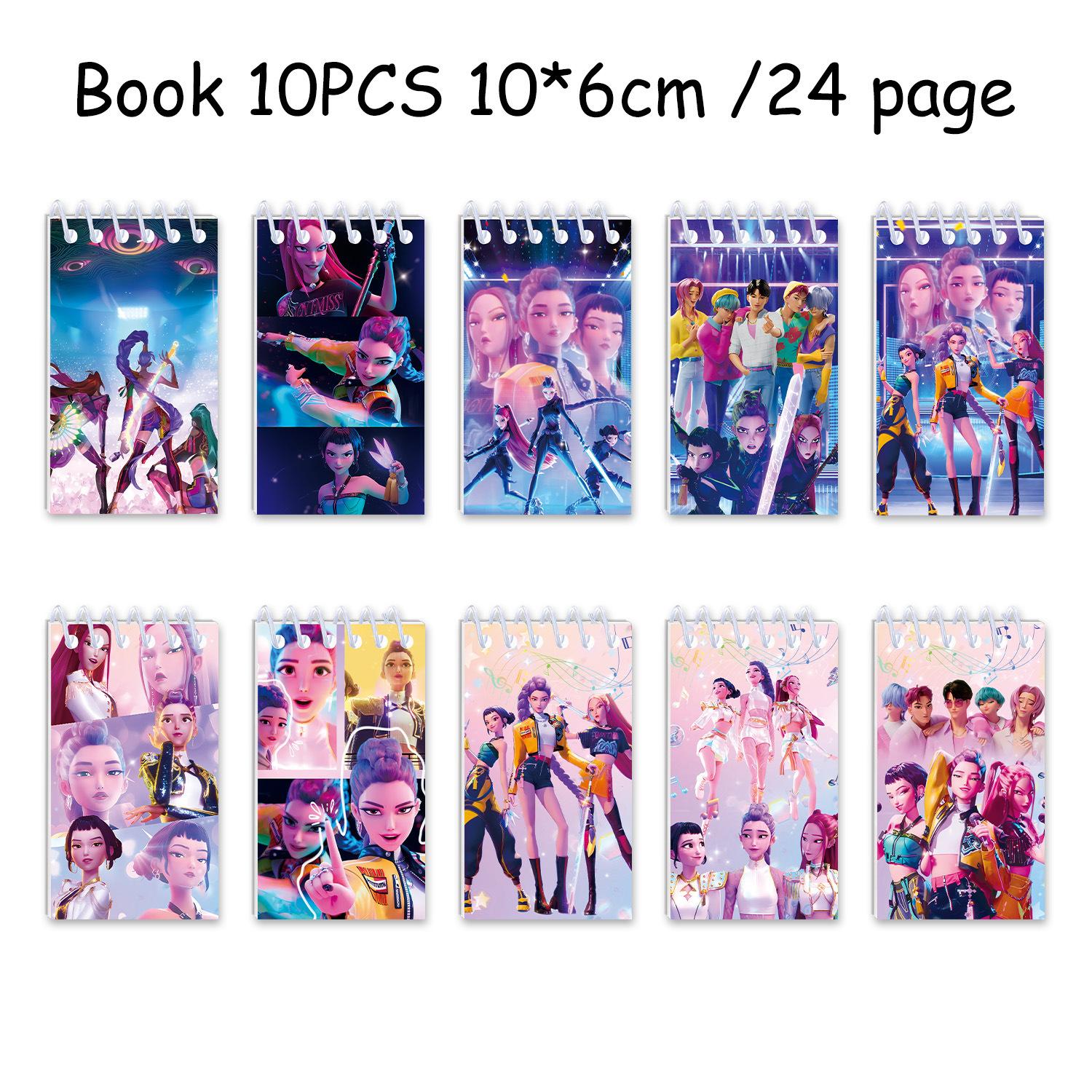 10 Stück Kpop Demon Hunter Mini Notizbuch Set 24 Seiten liniertes Notizpad für Büro Journal Tagebuch Studentenunterricht Schreibwaren Cosplay Requisite
