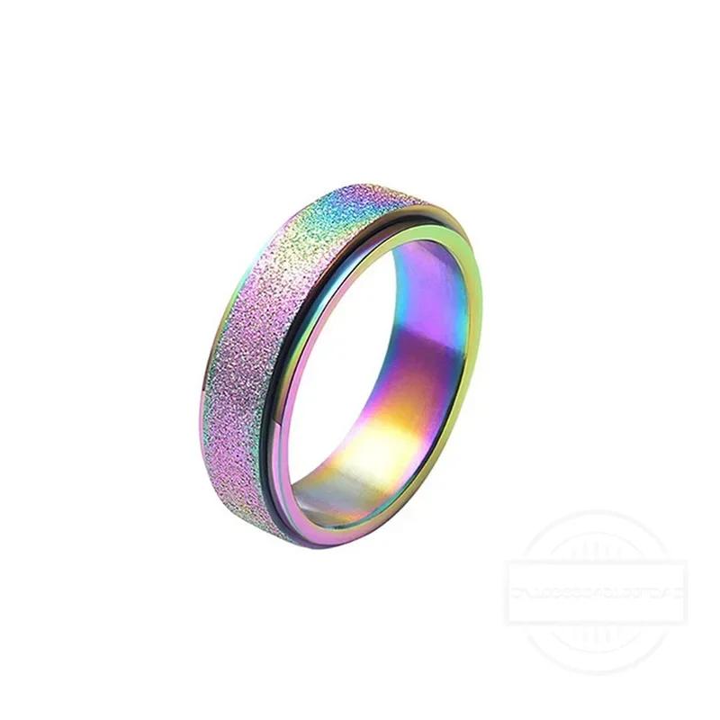 6mm Angst Fidget Spinner Ringe für Männer Glatter Edelstahl Drehender Ring für Frauen Anti-Stress Schmuck Geschenk 8 gray