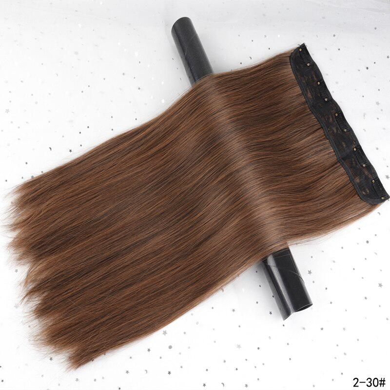 22linch Damen Mädchen lange gerade Perücke Clip Mode Cosplay Perücken Clips Haarverlängerungen 2-30