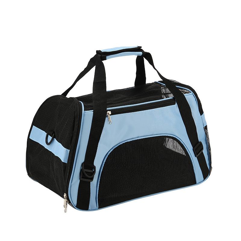 Faltbare, tragbare Tragetasche für Hunde und Katzen, Reisetaschen für Haustiere, atmungsaktives Mesh, für kleine Hunde, Katzen und Hunde, Outdoor-Zeltträger, ausgehende Haustiere, Handtasche L blau