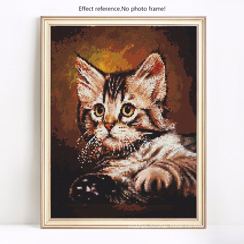 Diamant-Stickerei, vollständige Anzeige, Tiere, Diamant-Mosaik, Katze, Diamant-Malerei, runde Steine, Bilder 20X30