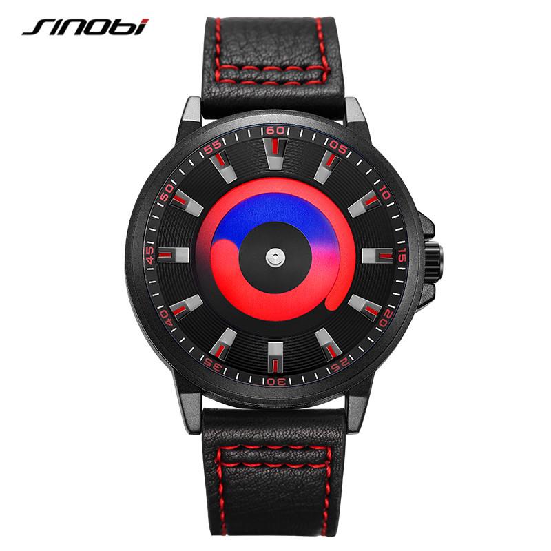 SINOBI Mode Kreative Herren Quarz Armbanduhren Luxus Herren Sport Uhren Votex Bewegung Uhr Uhr schwarz rot