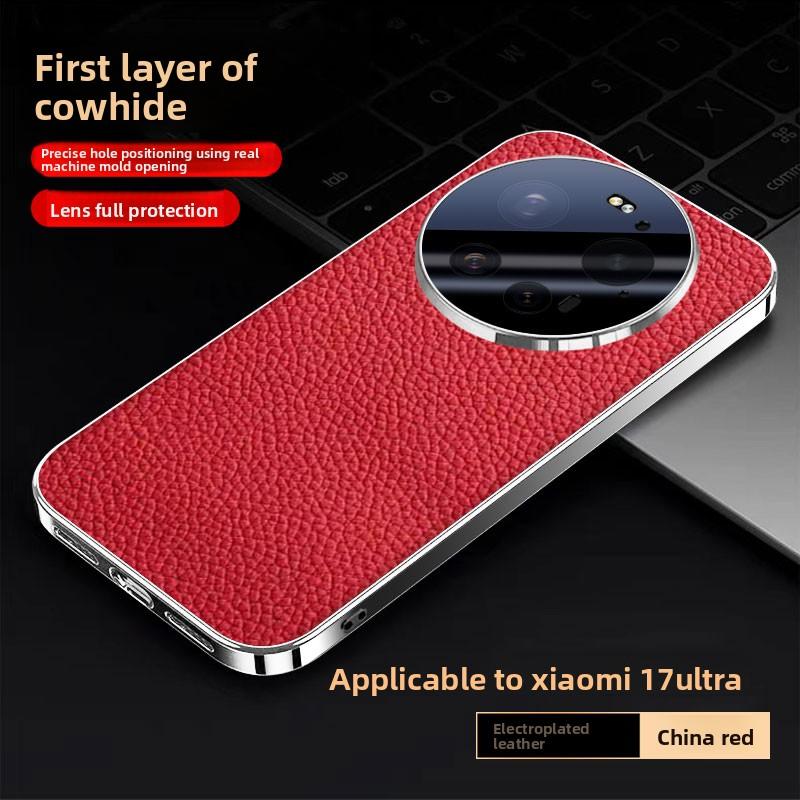 Für Xiaomi Mi 17 Ultra Hülle Luxus Leder Haut Linsen Schutz Rückabdeckung Hülle Für Xiaomi Mi17 Ultra Vollabdeckung Handyhülle Xiaomi 17 Ultra rot