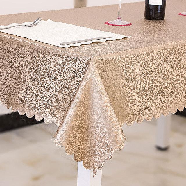 Wasserdichte Tischdecke, rechteckig, Vinyl, weiche PU-Tischdecke für Küche, Esszimmer, Camping, ölbeständig, schmutzabweisend 110x170cm tief champagner
