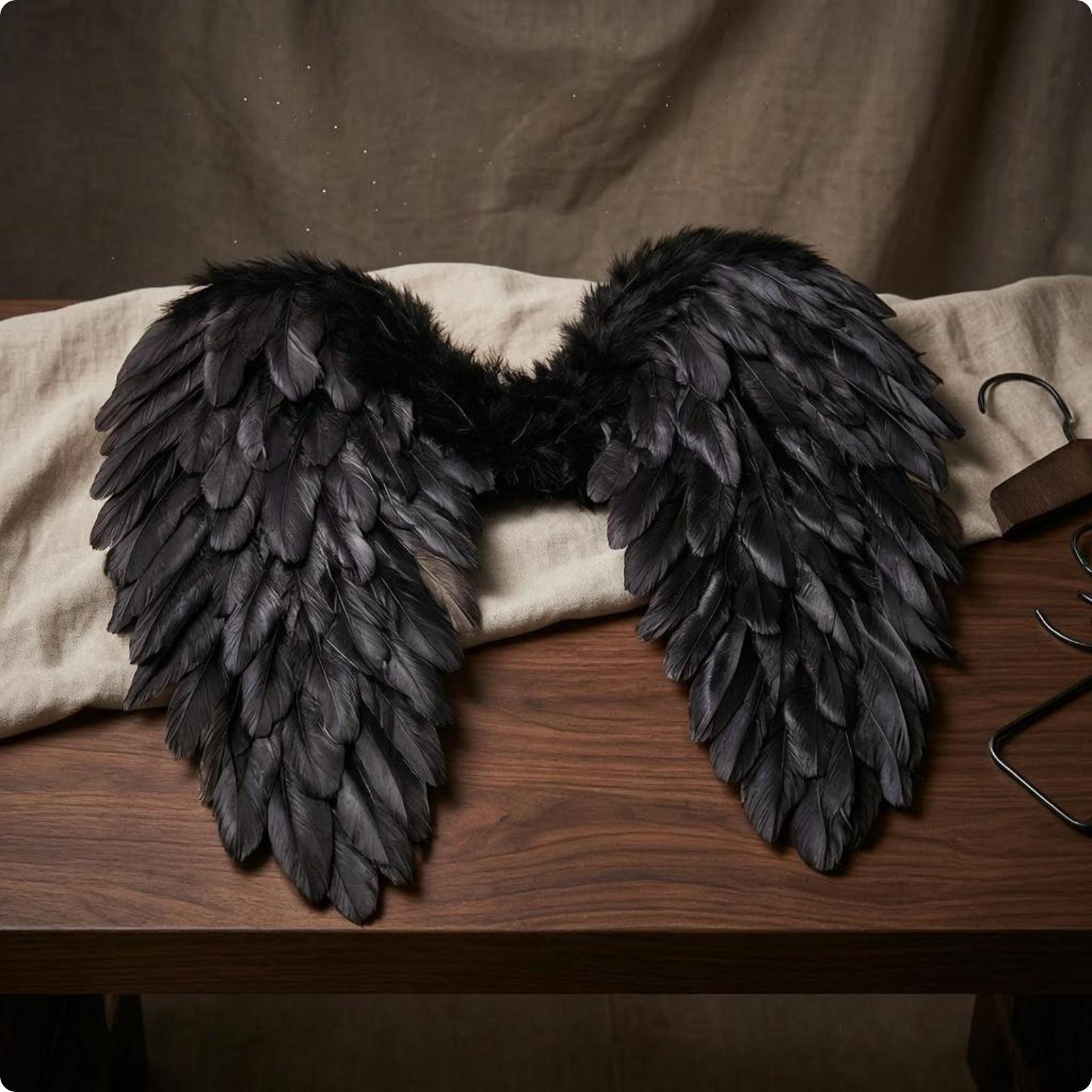 Engelsflügel-Aufsätze Kostümfedern Handgefertigter Requisit für Auftritte, Cosplay, Party black
