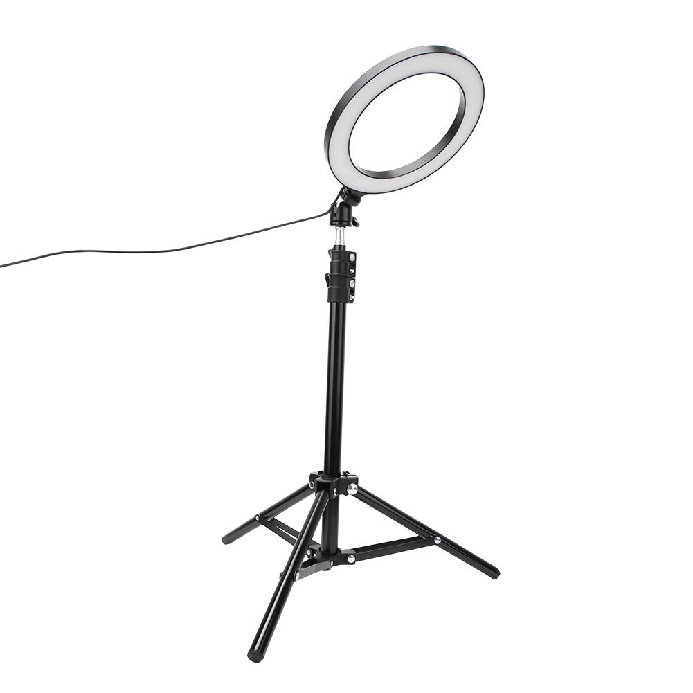 20cm Fotografie Dimmbares LED Selfie Ringlicht Video Live USB Lampe mit Handyhalterung Stativ