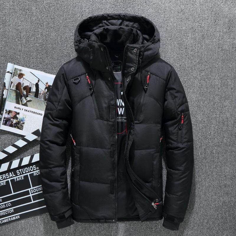 Herren Weiße Entendaunenjacke Warme Kapuzenjacke Dicke Pufferjacke Mantel Männlich Lässig Hochwertiger Mantel Thermo-Winterparka Herren M schwarz