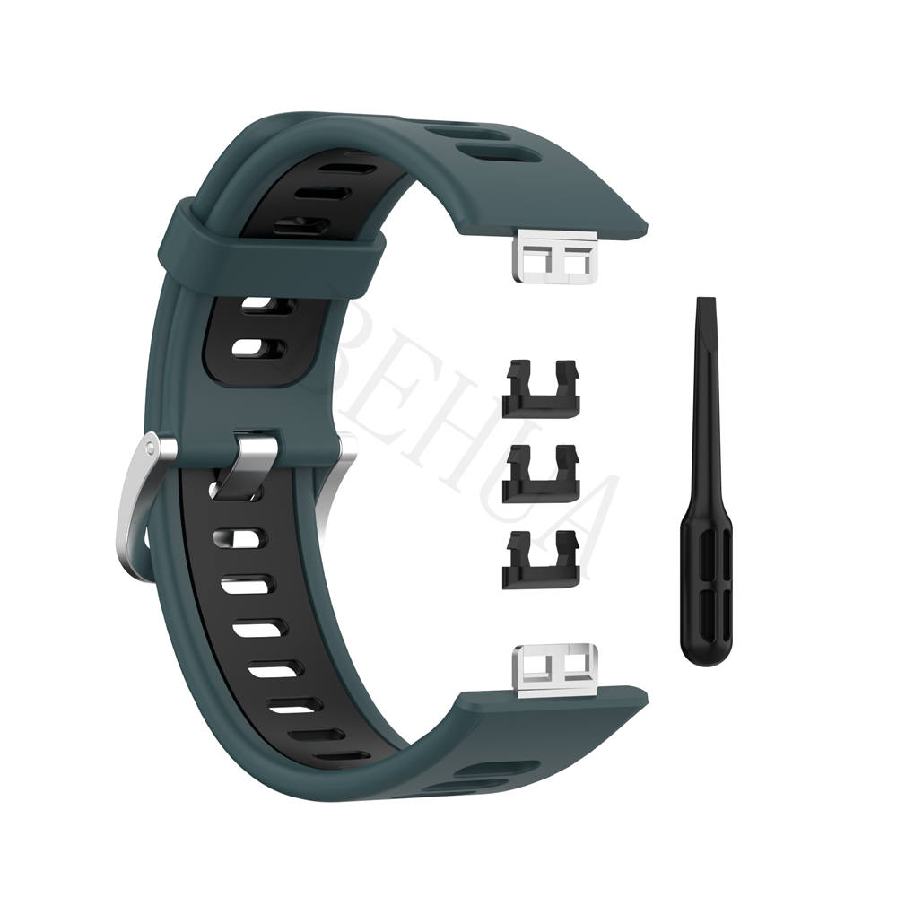 Armband für Huawei Watch Fit Armband Smart Silikon Uhrenarmband Armband Watch fit Special Edition Armband Druck Zubehör Sport only the strap olivgrün schwarz