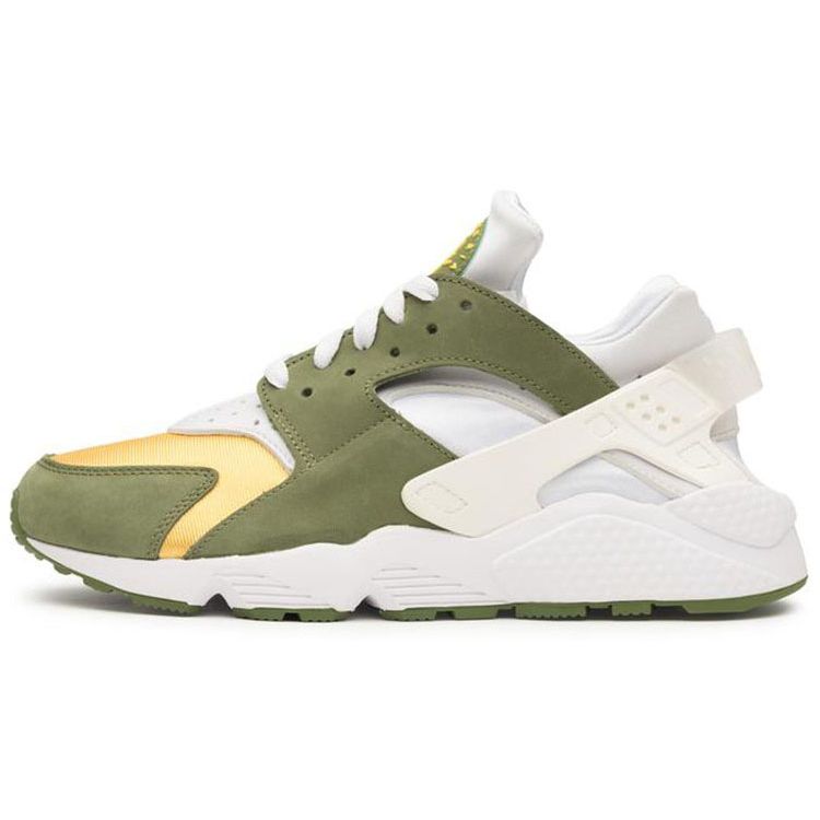 Stussy x Nike Air Huarache LE Dark Olive 2021 Unisex Sneaker Grün Weiß Varsity-Mais DD1381-300 37.5