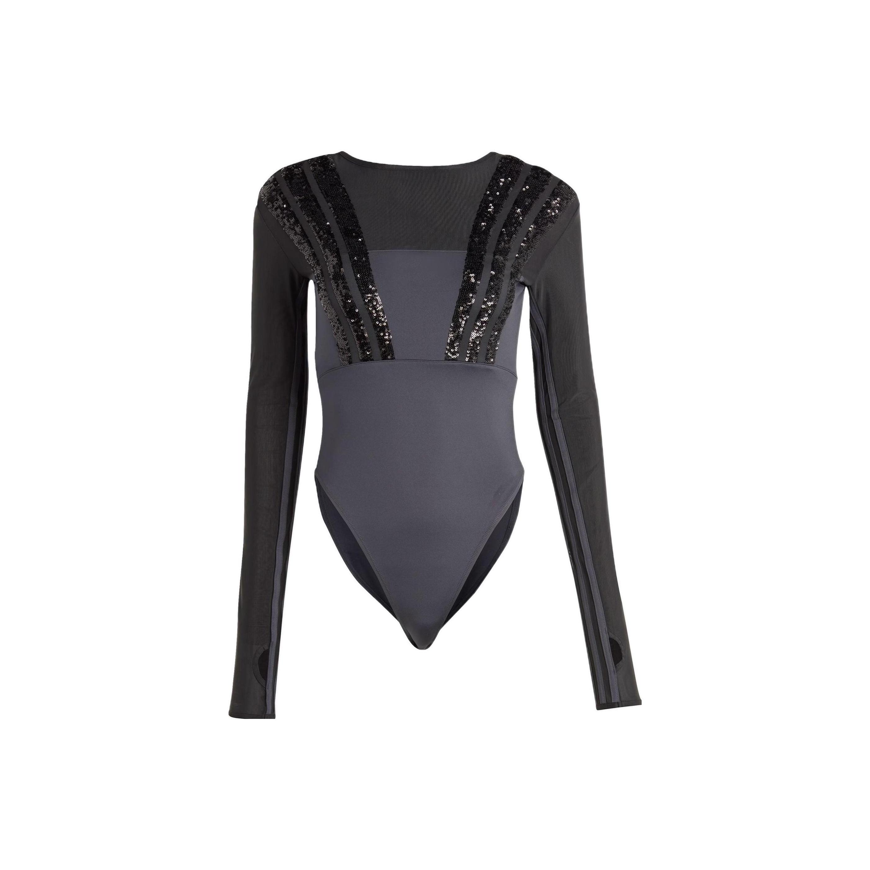 Adidas Originals Blue Version Santiago Body einfarbig Paillettenmuster Langarm Jumpsuit Damen Jumpsuit Schwarz HR3417 XL