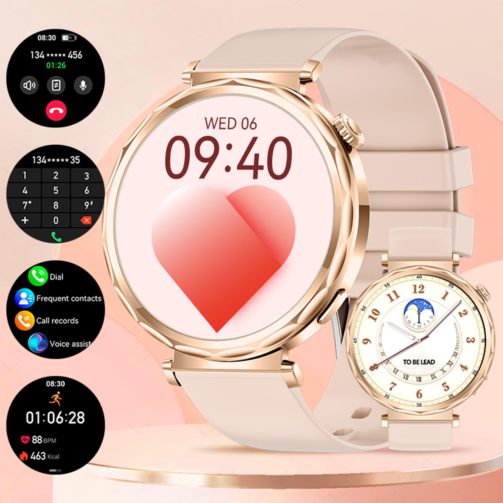 LIGE Neue Smartwatch Damen Vollkreis Touchscreen Bluetooth Anruf Wasserdicht Sport Aktivität Fitness Smartwatch Damengeschenk silicone strap rosa