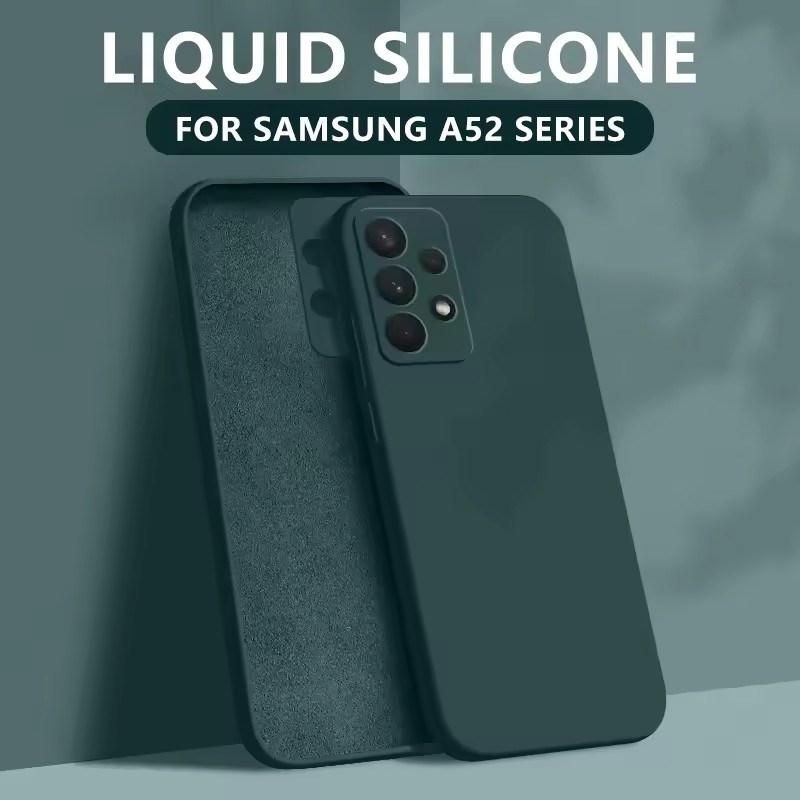 Flüssigsilikonhülle für Samsung Galaxy S26 Edge S25 S24 S23 S22 Ultra Plus S24 FE A56 A54 A53 A55 Kameraschutz Weiche Hülle Samsung S25 Edge dunkelgrüne