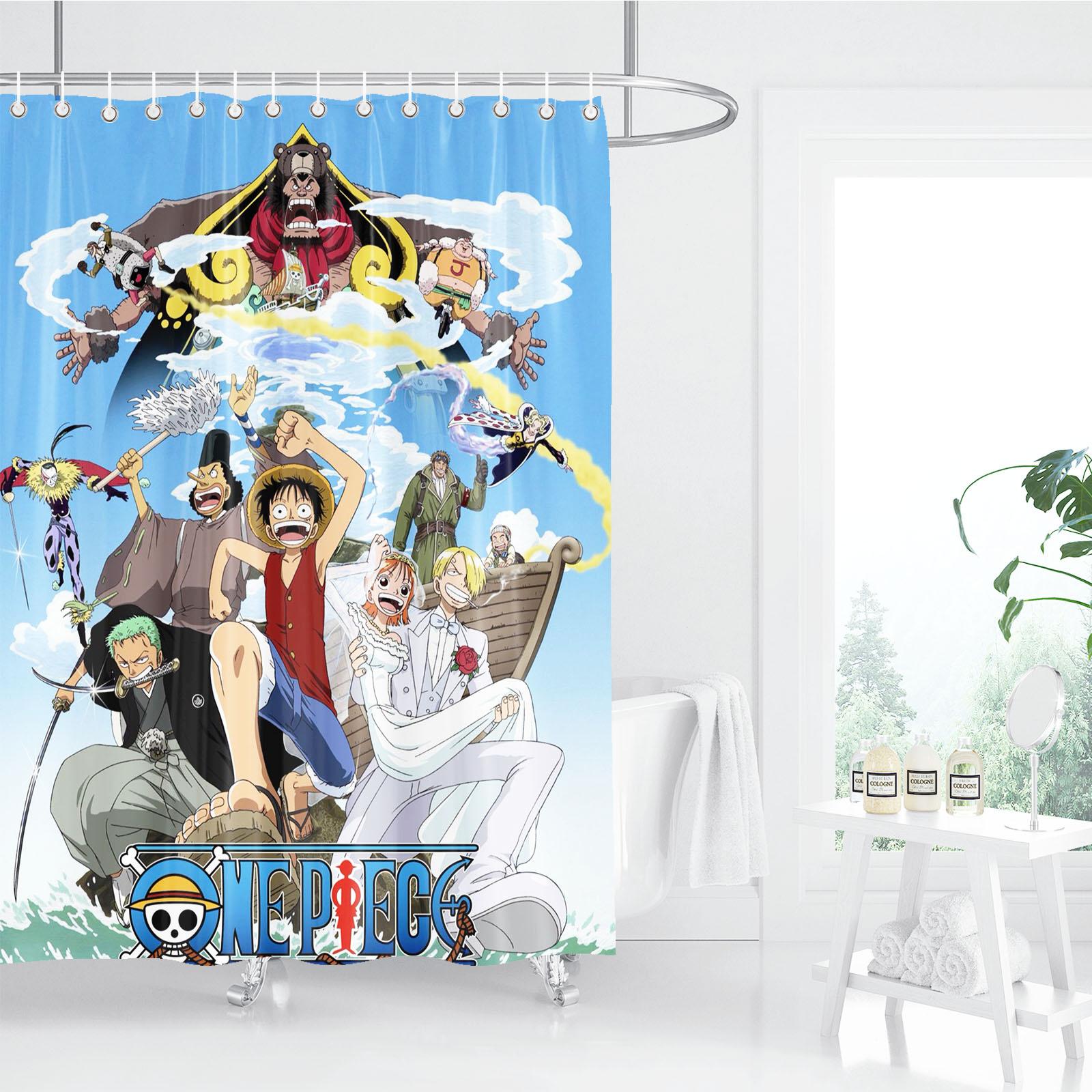 One Piece Anime Duschvorhang, Badezimmerzubehör, Dekorvorhänge für Wohnzimmer, Süße und lustige Weihnachtsgeschenke 120x200cm